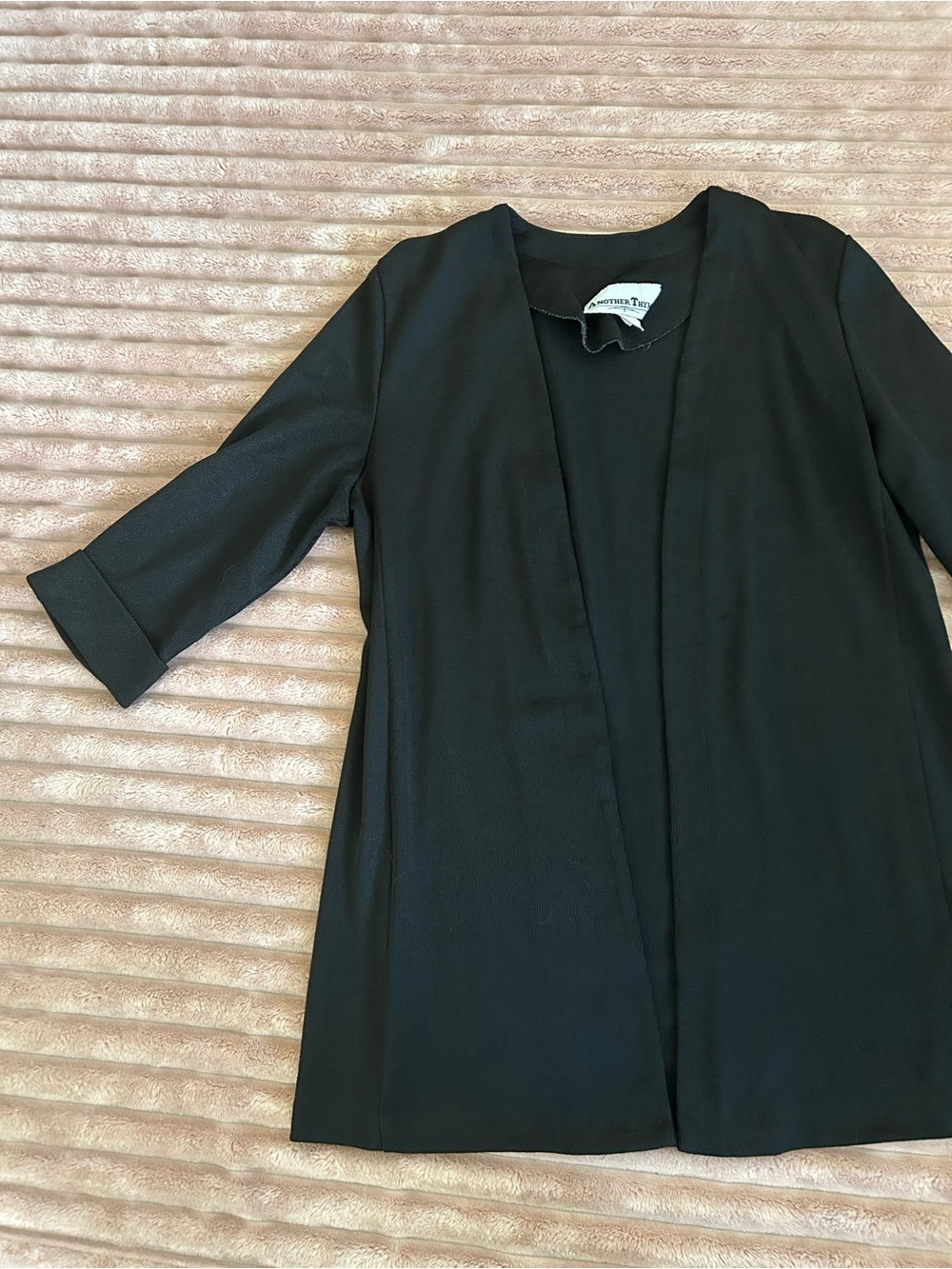 Black Open-Front Long Blazer